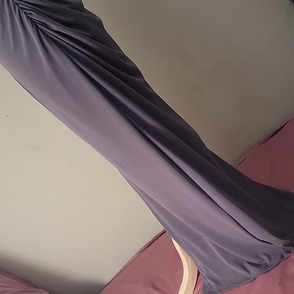 Zara Charcoal/Gray Mock Neck Ruched Draped Maxi Dress - size Large - Picture 10 of 14